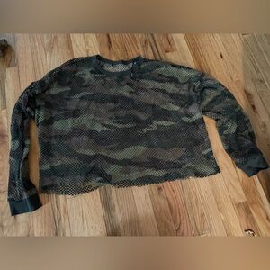 Camouflage Mesh Long Sleeve Top